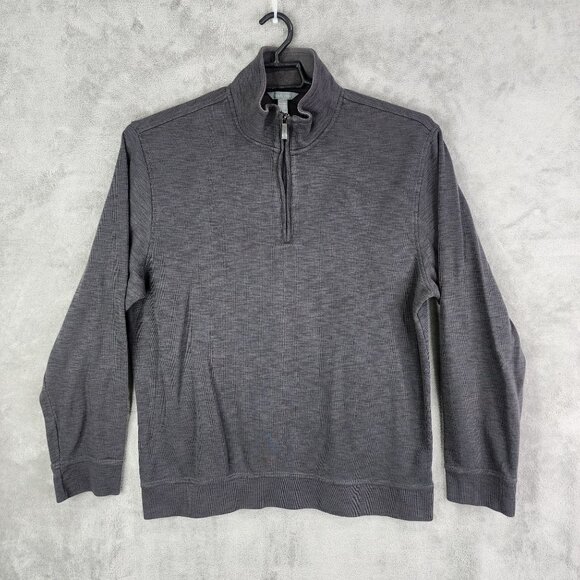 Mens Gray Van Heusen Pullover Sweater 1/4 Zip Long Sleeve Mock Neck Size XL - Picture 2 of 12